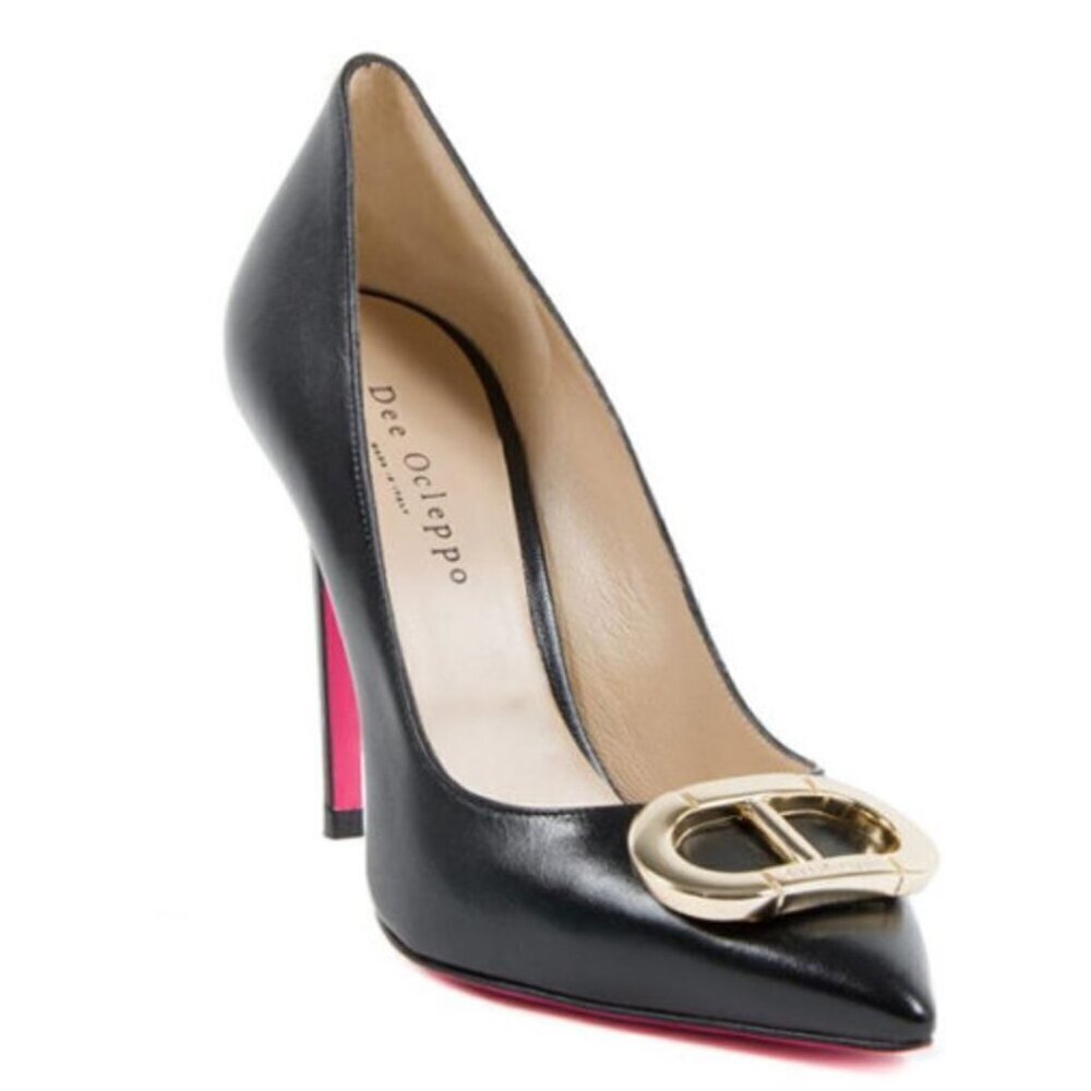 Dee Ocleppo Dee Office Party Logo Pump Black Leather Size EU 38